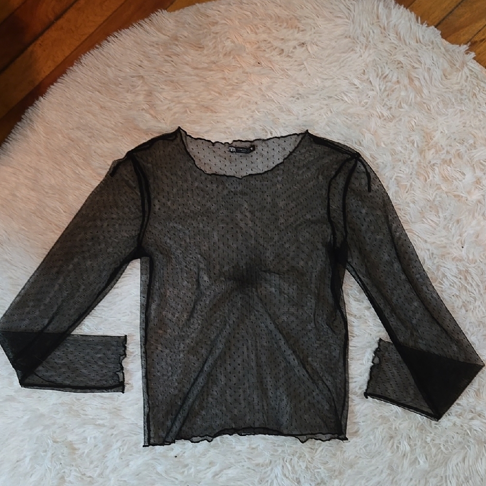 ZARA blackk Sheer Mesh Top